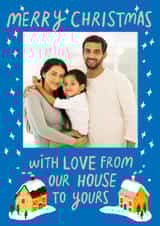Personalised Christmas Photo Card created by @AimeeStevens.Design - Classic Christmas Card - Snowy Houses