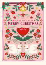Pretty Christmas Card - Doves - Folk Florals created by Nina Raby - Jones