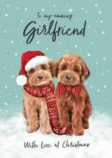 Cute Christmas Card - For Girlfriend - Cockapoos created by Debbie Daley Illustrations