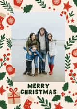 Personalised Christmas Photo Card created by Pink Peach Cards - Classic Christmas Card – Festive Border