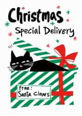 Cute Christmas Card - From Santa Claws - Cat created by StudiOllie