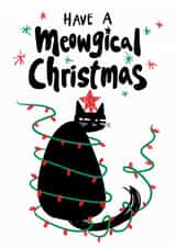 Cute Christmas Card - Meowgical - Cat created by StudiOllie