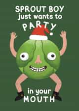 Funny Christmas Card - Brussel Sprout Boy created by Kattypoos