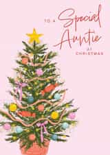 Classic Christmas Card - For Special Auntie - Tree created by Debbie Daley Illustrations