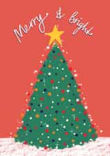 Classic Christmas Card - Merry & Bright - Tree created by martha and hepsie ltd