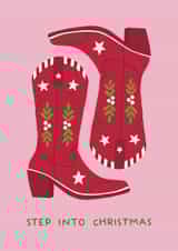 Classic Christmas Card - Step Into Christmas - Cowboy Boots created by Ella Goddard