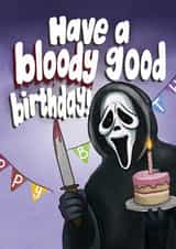 Funny Birthday Card - Ghostface Scream - Bloody Good Birthday created by I Draw Stuff 