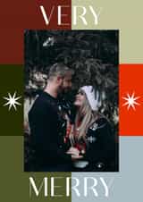 Personalised Christmas Photo Card created by Kate Everett - Classic Christmas Photo Card - Very Merry - Red & Green Modern