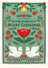 Pretty Christmas Card - For Lovely Girlfriend - Doves - Scandi Modern Design created by Nina Raby - Jones