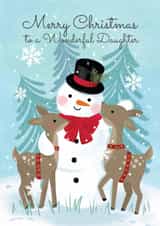 Traditional Christmas Card - Wonderful Daughter - Snowman created by Paper Valley Design Studio