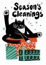 Funny Christmas Card - Season's Cleanings - Cat created by StudiOllie