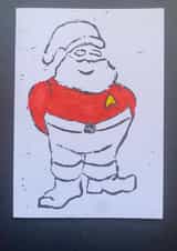 Christmas Trekkie Santa - Cute Lino print created by NanglePrints