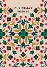 Classic Christmas Card - Folk Inspired Design - Winter Foliage created by Maggie Magoo Designs