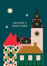 Arty Christmas Card - Season's Greetings - Festive Town created by Maggie Magoo Designs
