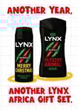 Funny Christmas Card - For Him - Another Year, Another Lynx Africa Gift Set created by Mrs Best Paper Co.
