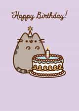 Cute Birthday Card - Pusheen - Birthday Cake - Party Hat created by Hype Associates