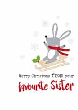 Funny Christmas Card - From Your Favourite Sister - Sled created by Dandelion Stationery