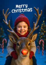 Cute Christmas Card - Rudolph’s Co-Pilot created by Woody's Design