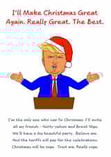 Funny Trump Christmas Card - Big Beautiful Party with Tariffs - Donald Humour created by Swizzoo