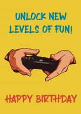 Classic vibrant birthday card, for any friend who enjoys gaming created by Printfantasia 