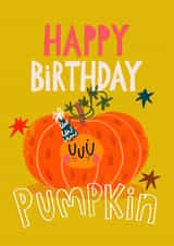 Cute Birthday Card - Party Pumpkin created by NICHOLA COWDERY ILLUSTRATIONS 