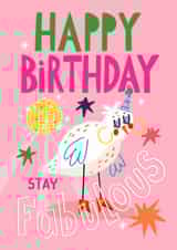 Funny Birthday Card - Fabulous Party Bird created by NICHOLA COWDERY ILLUSTRATIONS 