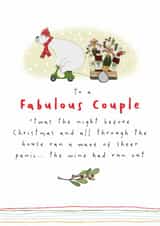 Funny Christmas Card - To A Fabulous Couple - Wine Had Run Out created by Dandelion Stationery