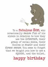Funny Birthday Card - For Son - We Taught You How To Use A Spoon created by Dandelion Stationery
