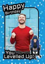 Personalised Birthday Photo Card created by @Cupsie's Creations - Fun Birthday Card - You Levelled Up - Video Game Player