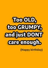 Bright Happy Birthday card for the old grumpy one in your life created by Alex Smith