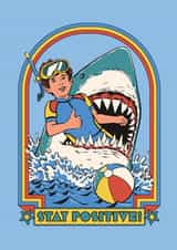 Funny Good Luck Card - Retro Shark - Stay Positive created by Ohh Deer