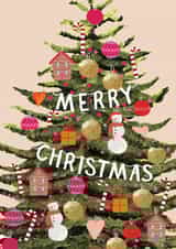 Classic Christmas Card - Christmas Tree with Fun Baubles - Merry Christmas created by Louise Tiler