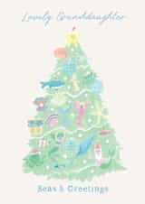 Classic Christmas Card - For Lovely Granddaughter - Ocean Themed Christmas Tree created by Holly Fox
