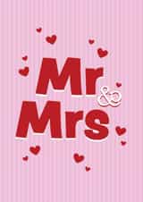 Mr and Mrs Cute Wedding Card for Couples with red hearts created by at SUMAIA'S