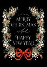 Traditional Christmas Card - Bow garland created by Jackie Crawford