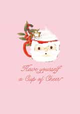 Cute Christmas Card - Santa Mug - Cup Of Cheer created by Jackie Crawford
