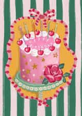 Arty Birthday Card - For Her - Cake - Rose created by Lara Waghorn