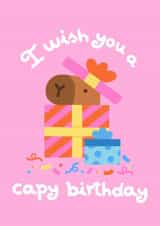 Cute Birthday Card - Capybara - I Wish You A Capy Birthday created by Gema Melgar