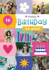 Personalised Birthday Photo Card created by Joanne Hawker - Cute 16th Birthday Card - For Her