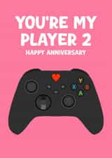Fun Anniversary Card - Xbox Control - You're My Player 2 - For Her created by Pink Peach Cards