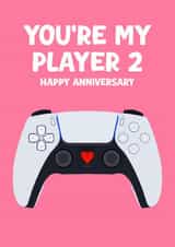 Fun Anniversary Card - Playstation Controller - You're My Player 2 - For Her created by Pink Peach Cards