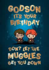 Cute Birthday Card - For Godson - Harry Potter - Muggles created by Cardology