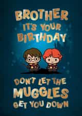 Cute Birthday Card - For Brother - Harry Potter - Muggles created by Cardology