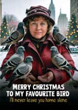 Funny Christmas Card - Home Alone - Pigeon Lady created by Woody's Design