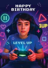 Fun Birthday Card - Gaming - Level Up created by Woody's Design