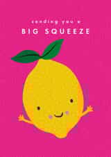 Cute Thinking Of You Card - Sending You A Big Squeeze - Lemon created by Klara Hawkins