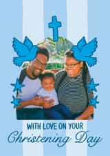 Personalised Christening Photo Card created by TeePee Creations - Cute Christening Card - For Boy - With Love On Your Christening Day