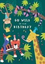 Cute Birthday Card - Jungle Animals - Go Wild created by Klara Hawkins