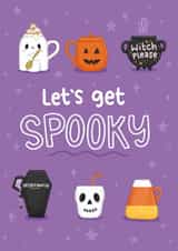 Cute Halloween/Birthday Card - Let's Get Spooky - Halloween Mugs created by Blue Kiwi Design