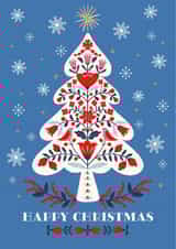Classic Christmas Card - Scandinavian Folk Art - Christmas Tree created by Nina Raby - Jones
